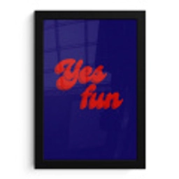 Blauw - Rood - Yes fun - 3D fotolijst zwart zonder passe partout klein -3d
