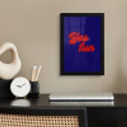 Blauw - Rood - Yes fun - 3D fotolijst zwart zonder passe partout klein -sfeer1