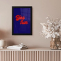 Blauw - Rood - Yes fun - 3D fotolijst zwart zonder passe partout klein -sfeer5