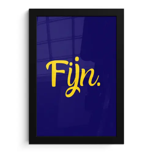 Blauw - Geel - Fijn fotolijst zwart zonder passe partout klein -3d
