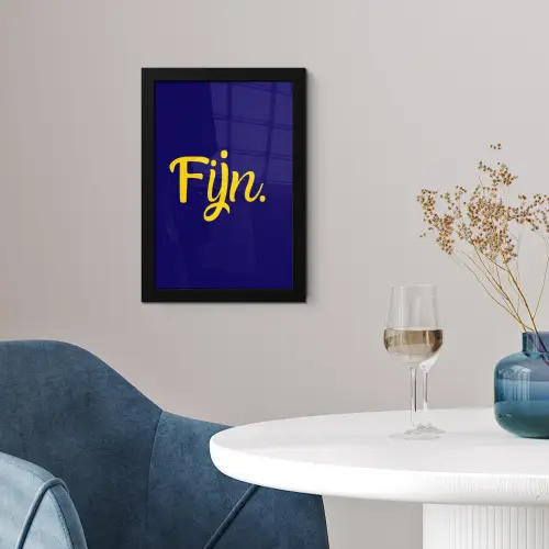 Blauw - Geel - Fijn fotolijst zwart zonder passe partout klein -sfeer4