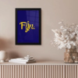 Blauw - Geel - Fijn fotolijst zwart zonder passe partout klein -sfeer5