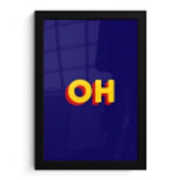 Blauw - Geel - OH - Schaduw fotolijst zwart zonder passe partout klein -3d
