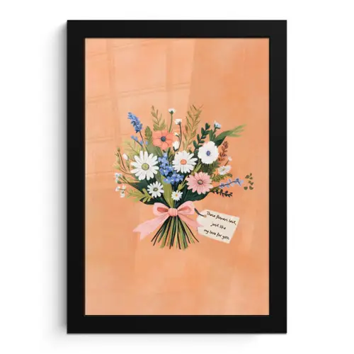 Boeket - Strikje - Quote fotolijst zwart zonder passe partout klein -3d