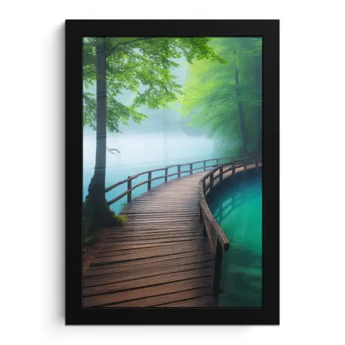 Brug - Water - Rivier - Bos fotolijst zwart zonder passe partout klein -3d