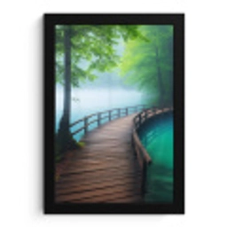 Brug - Water - Rivier - Bos fotolijst zwart zonder passe partout klein -3d