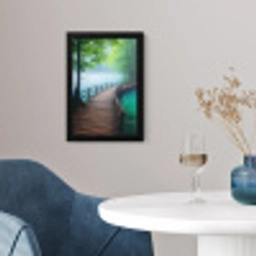 Brug - Water - Rivier - Bos fotolijst zwart zonder passe partout klein -sfeer4