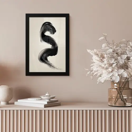 Penseelstreek - Zwart - Minimalistisch fotolijst zwart zonder passe partout klein -sfeer5