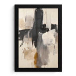 Penseelstreken - Ruw - Abstract - Beige fotolijst zwart zonder passe partout klein -3d