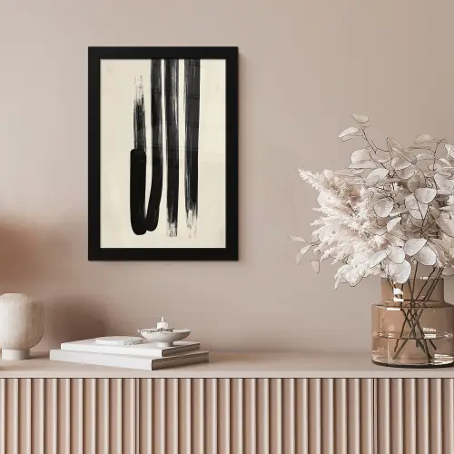 Penseelstreken - Verticaal - Zwart fotolijst zwart zonder passe partout klein -sfeer5