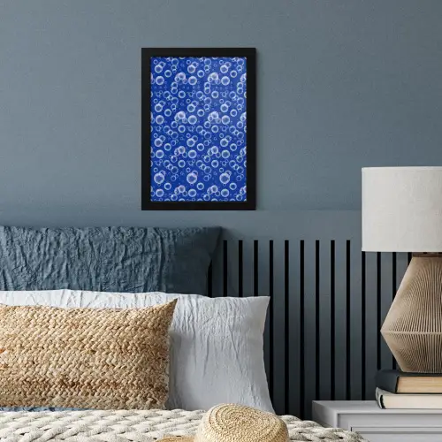 Bubbels - Patroon - Blauw fotolijst zwart zonder passe partout klein -sfeer3