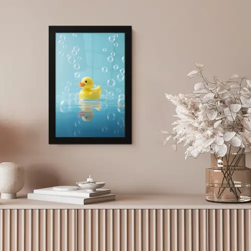 Bubbels - Badeend - Geel fotolijst zwart zonder passe partout klein -sfeer5