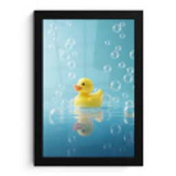 Bubbels - Badeend - Geel fotolijst zwart zonder passe partout klein -3d