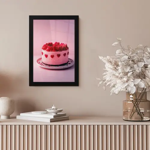 Taart - Hart - Roze fotolijst zwart zonder passe partout klein -sfeer5