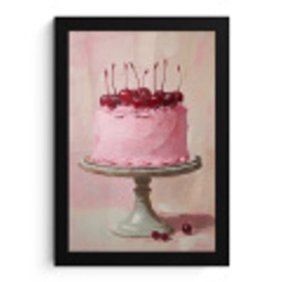 Taart - Pink - Cherry fotolijst zwart zonder passe partout klein -3d