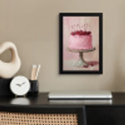 Taart - Pink - Cherry fotolijst zwart zonder passe partout klein -sfeer1