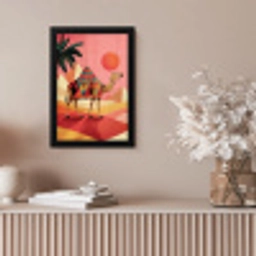 Kameel - Pyramides - Rode zon fotolijst zwart zonder passe partout klein -sfeer5