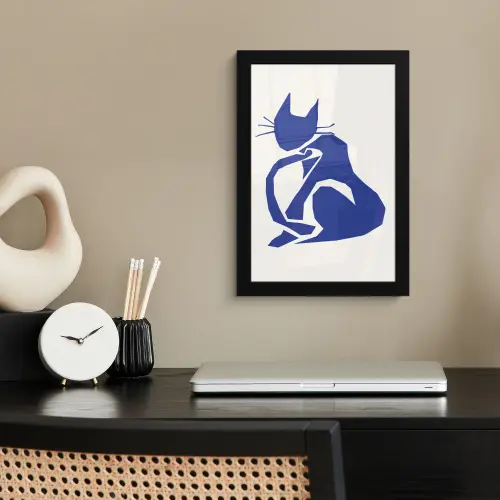 Kat - Huisdieren - Blauw - Matisse fotolijst zwart zonder passe partout klein -sfeer1
