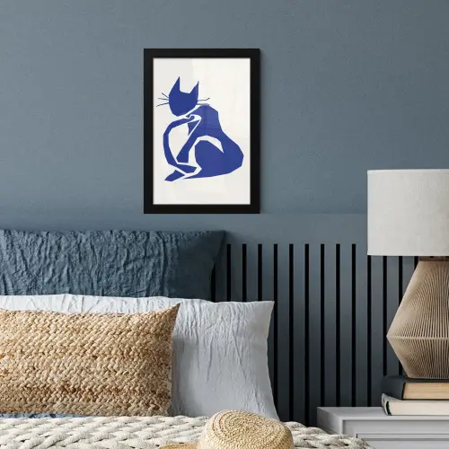 Kat - Huisdieren - Blauw - Matisse fotolijst zwart zonder passe partout klein -sfeer3
