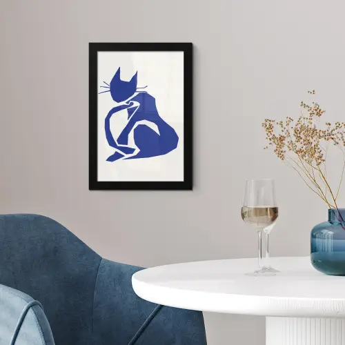 Kat - Huisdieren - Blauw - Matisse fotolijst zwart zonder passe partout klein -sfeer4
