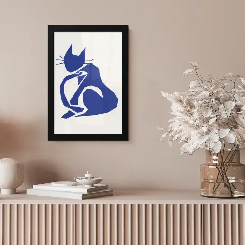 Kat - Huisdieren - Blauw - Matisse fotolijst zwart zonder passe partout klein -sfeer5
