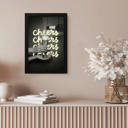 Cheers - Wijn - Zwart - Wit fotolijst zwart zonder passe partout klein -sfeer5