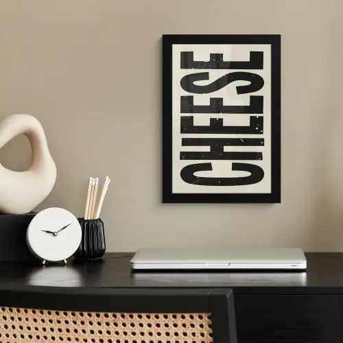Kaas - Decoratie - Beige - Cheese fotolijst zwart zonder passe partout klein -sfeer1
