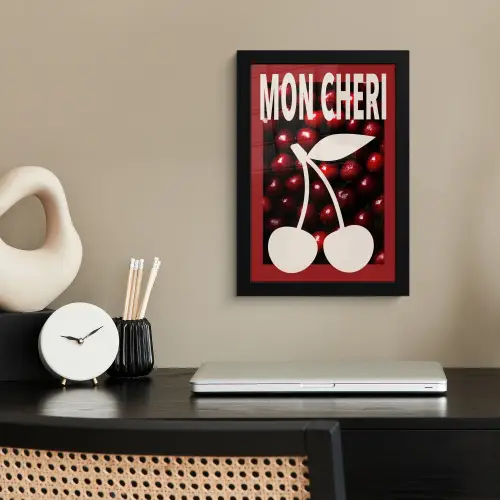 Kersen - Illustratie - Rood fotolijst zwart zonder passe partout klein -sfeer1