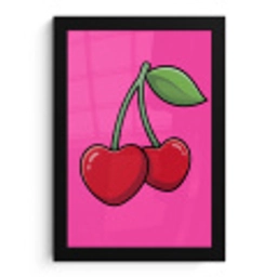 Kers - Roze - Fruit fotolijst zwart zonder passe partout klein -3d