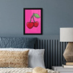 Kers - Roze - Fruit fotolijst zwart zonder passe partout klein -sfeer3