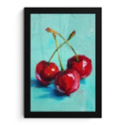 Kersen - Rood - Drie - Geverfd fotolijst zwart zonder passe partout klein -3d