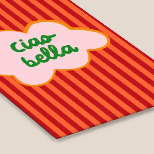 Ciao bella - Tekstwolk - Strepen - Oranje fotolijst zwart zonder passe partout klein -zsfeer6