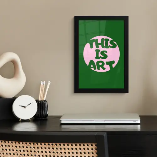 Cirkel - Roze - Tekst - Art fotolijst zwart zonder passe partout klein -sfeer1