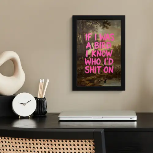 Klassiek - Humor - Roze fotolijst zwart zonder passe partout klein -sfeer1