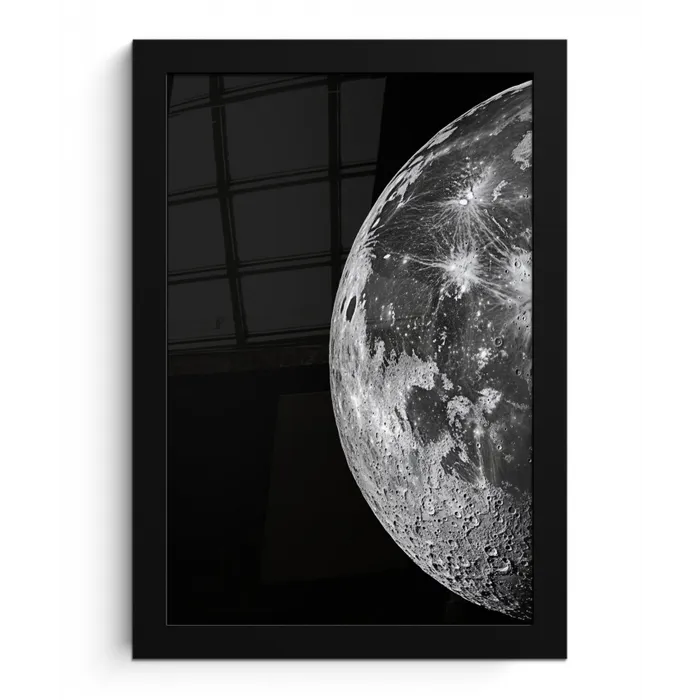 Close-up - Maan - Wit - Textuur fotolijst zwart zonder passe partout klein -3d