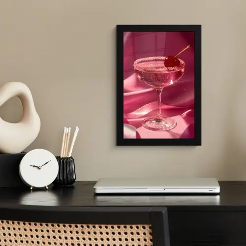 Cocktail - Pink - Luxe fotolijst zwart zonder passe partout klein -sfeer1