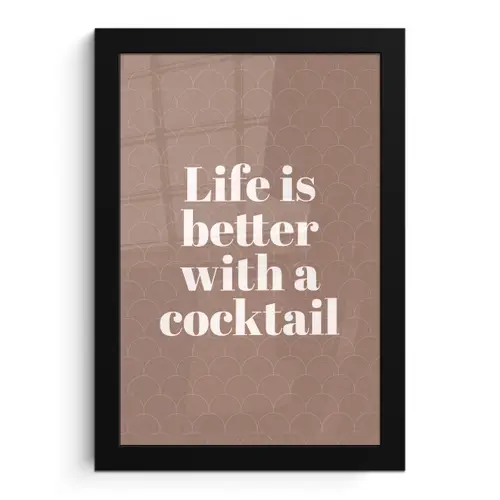 Cocktail - Tekst - Patroon - Wit fotolijst zwart zonder passe partout klein -3d