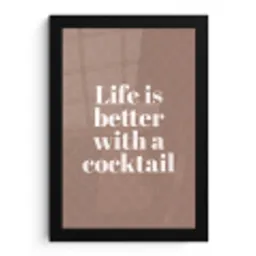 Cocktail - Tekst - Patroon - Wit fotolijst zwart zonder passe partout klein -3d
