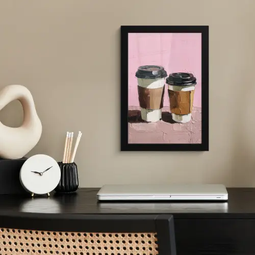 Koffiebekers - Deksel - Verf - Textuur fotolijst zwart zonder passe partout klein -sfeer1