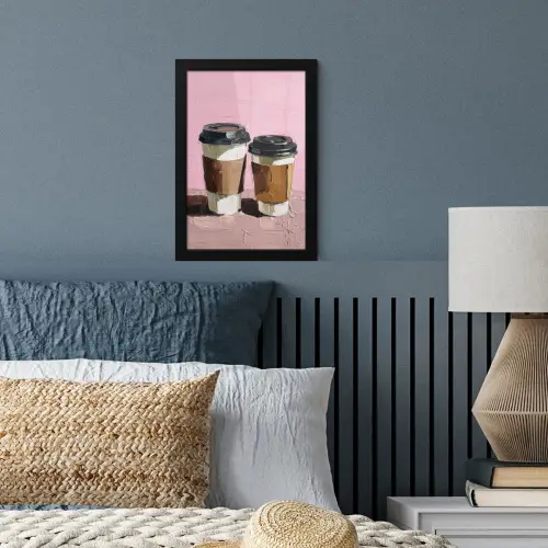 Koffiebekers - Deksel - Verf - Textuur fotolijst zwart zonder passe partout klein -sfeer3
