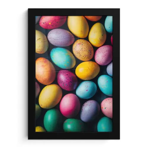 Kleurrijk - Paaseitjes - Spetters fotolijst zwart zonder passe partout klein -3d