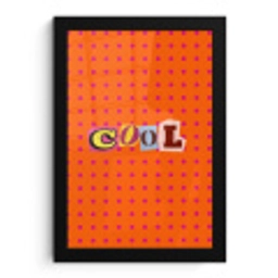 Cool - Stippen - Oranje fotolijst zwart zonder passe partout klein -3d