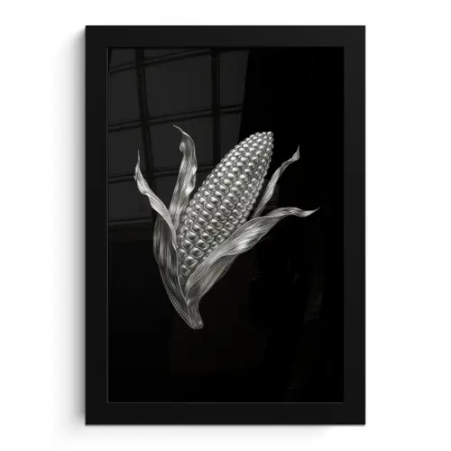 Maïskolf - Glanzend metaal - Elegant fotolijst zwart zonder passe partout klein -3d