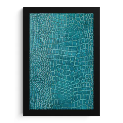 Krokodillenleertextuur - Blauw - Exotisch fotolijst zwart zonder passe partout klein -3d