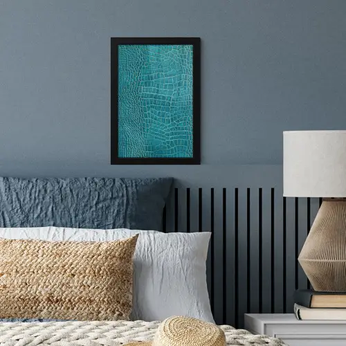 Krokodillenleertextuur - Blauw - Exotisch fotolijst zwart zonder passe partout klein -sfeer3