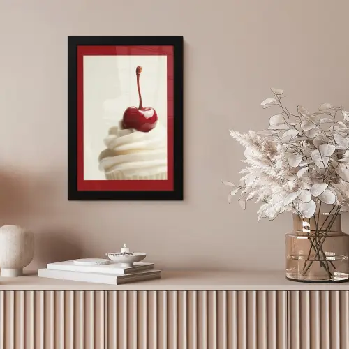 Cupcake - Kers - Rood fotolijst zwart zonder passe partout klein -sfeer5