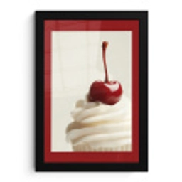 Cupcake - Kers - Rood fotolijst zwart zonder passe partout klein -3d