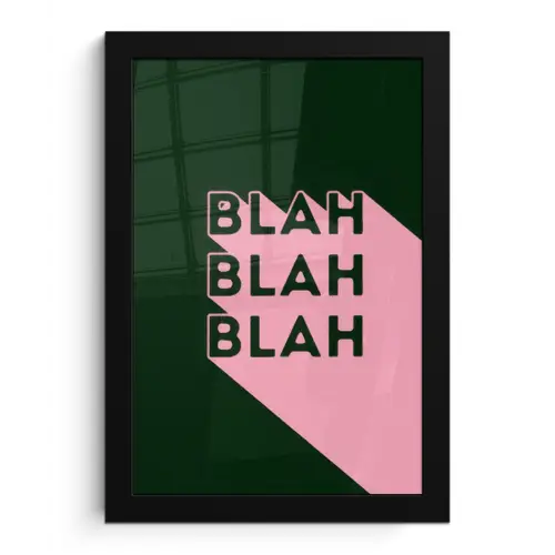 Donkergroen - Tekst - Schaduw - Grafisch fotolijst zwart zonder passe partout klein -3d