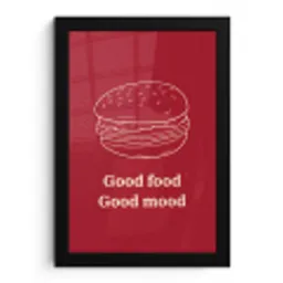 Dieprood - Lijntekening - Tekst - Hamburger fotolijst zwart zonder passe partout klein -3d