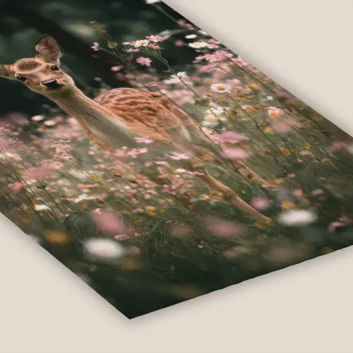 Hert - Wilde bloemen - Bos fotolijst zwart zonder passe partout klein -zsfeer6
